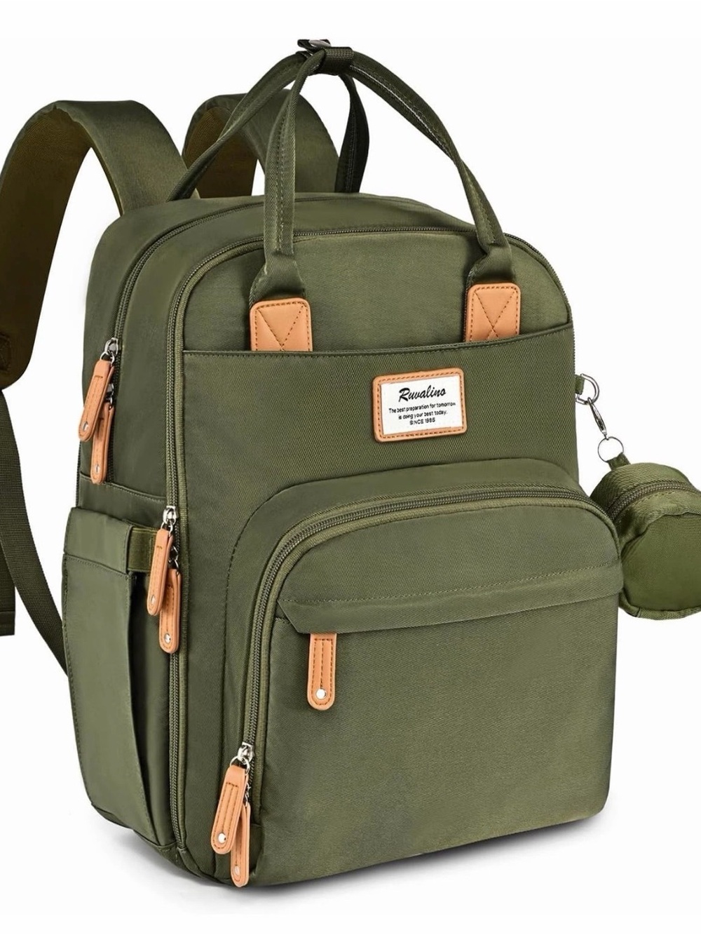 NWT Ruvalino diaper backpack in army green two pocket design insulated pockets